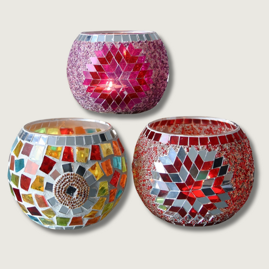 RadiantMosaic - Colorful Tea Light Holders