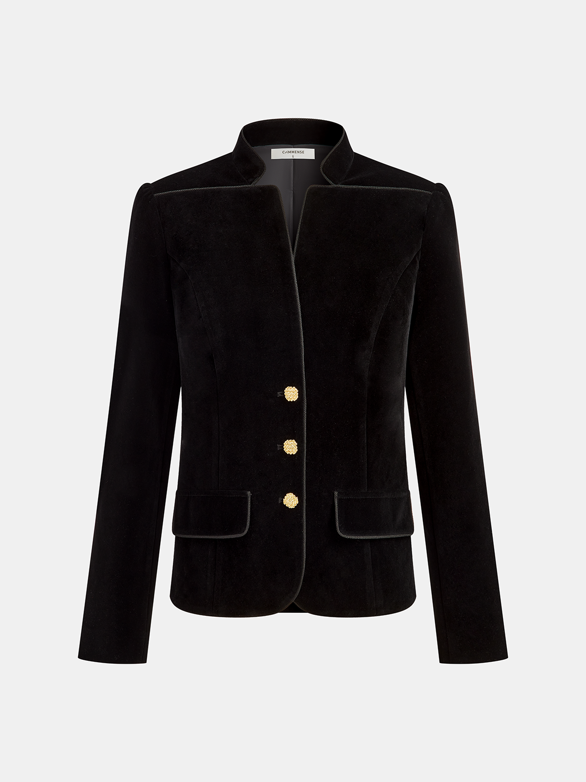 Velvet Stand Collar Blazer 1