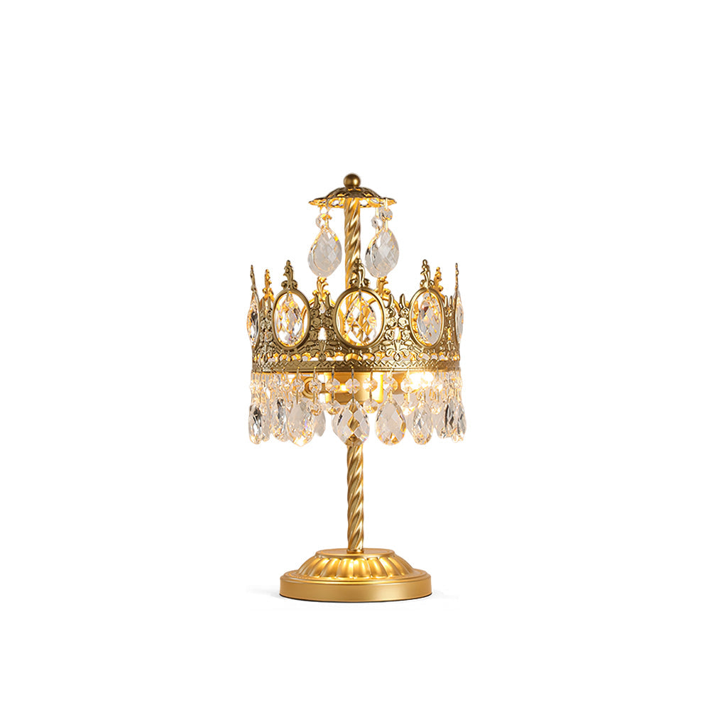 GleamAura – Elegant Crystal Table Lamp with Gold Base