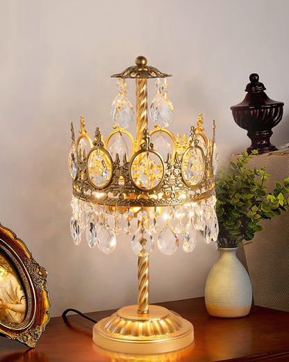 GleamAura – Elegant Crystal Table Lamp with Gold Base