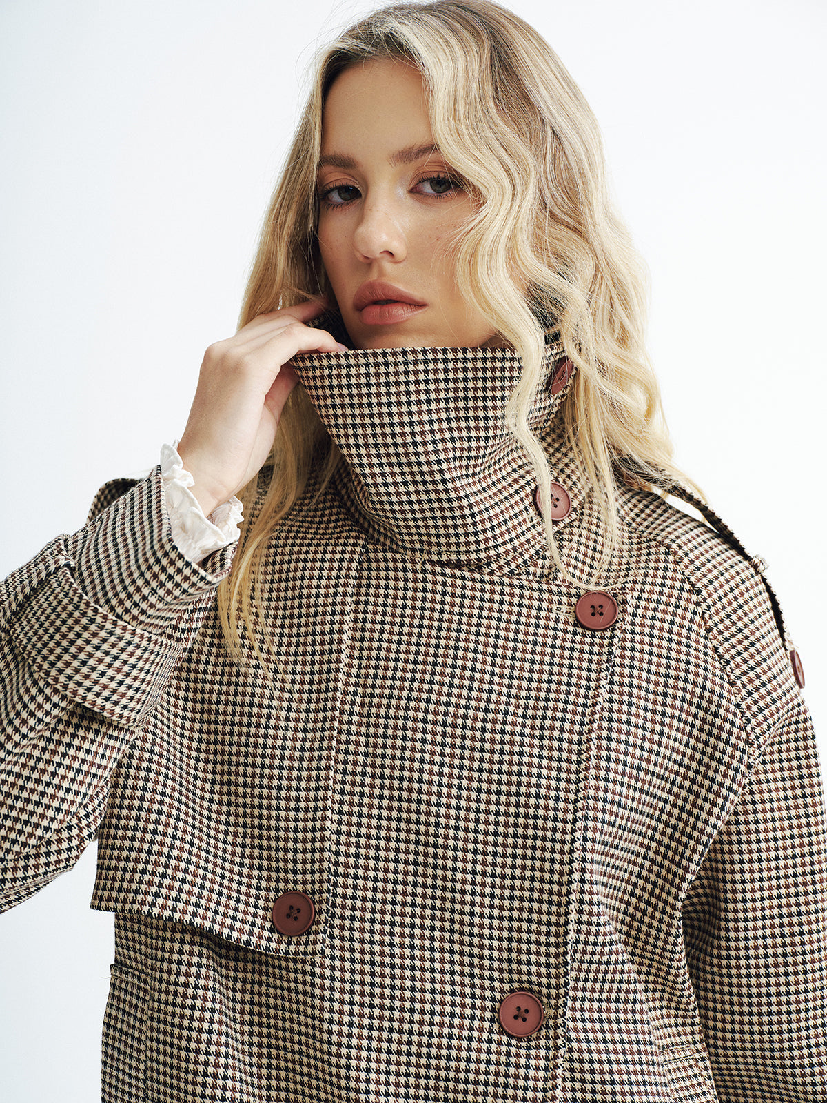 Vintage Plaid Cropped Trench Coat 3