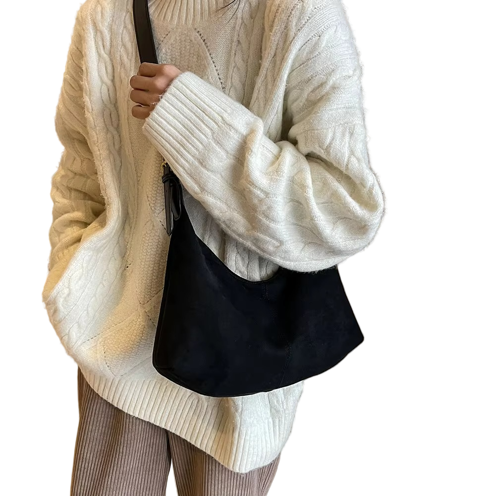 Vintage Suede Crescent Handbag – Elegant Crossbody Bag for Women, Versatile Purses for Everyday Use 0