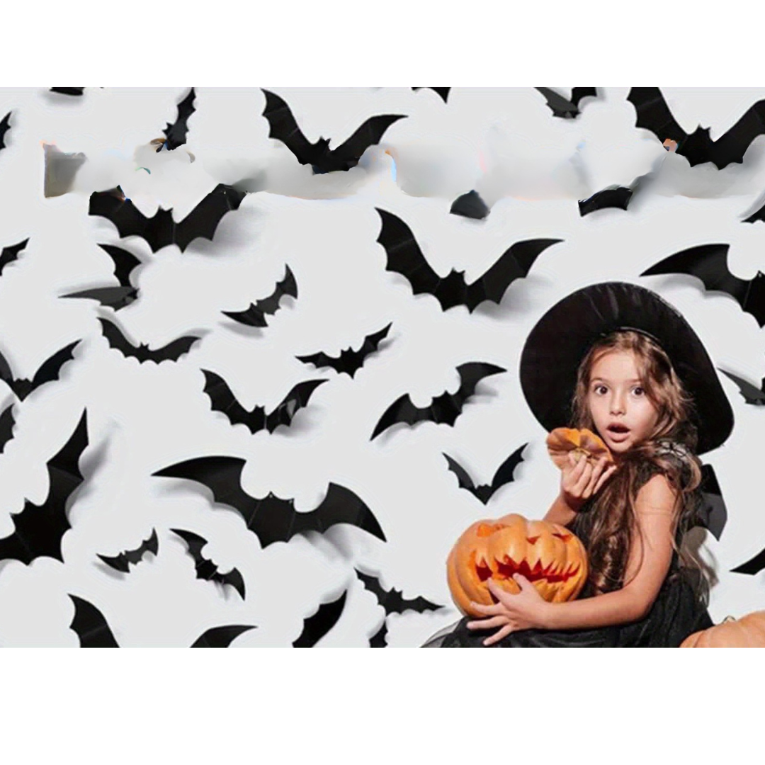 Wall Stickers 3D Halloween Bat Decorations Set 4