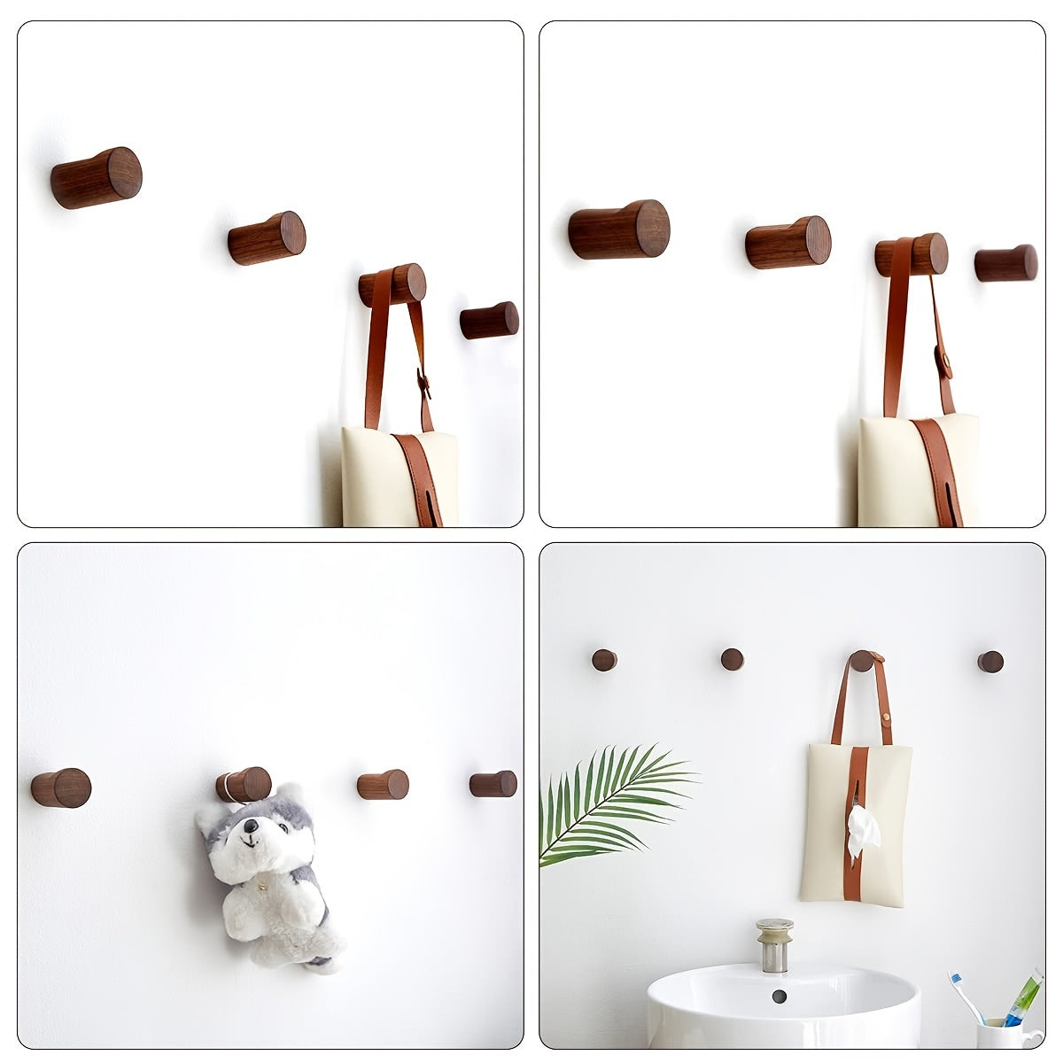 WalnutCraft | Elegant Compact Wooden Wall Hook for Coat and Key Storage 5