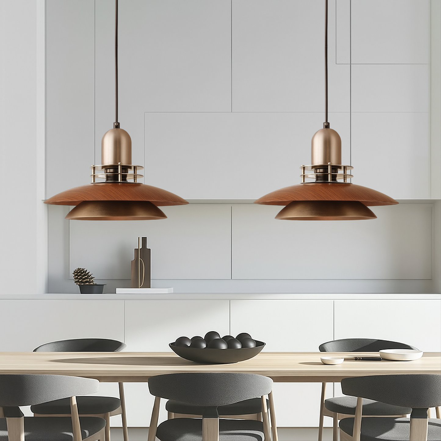 Walnut Wood Low Pendant Lamp 2