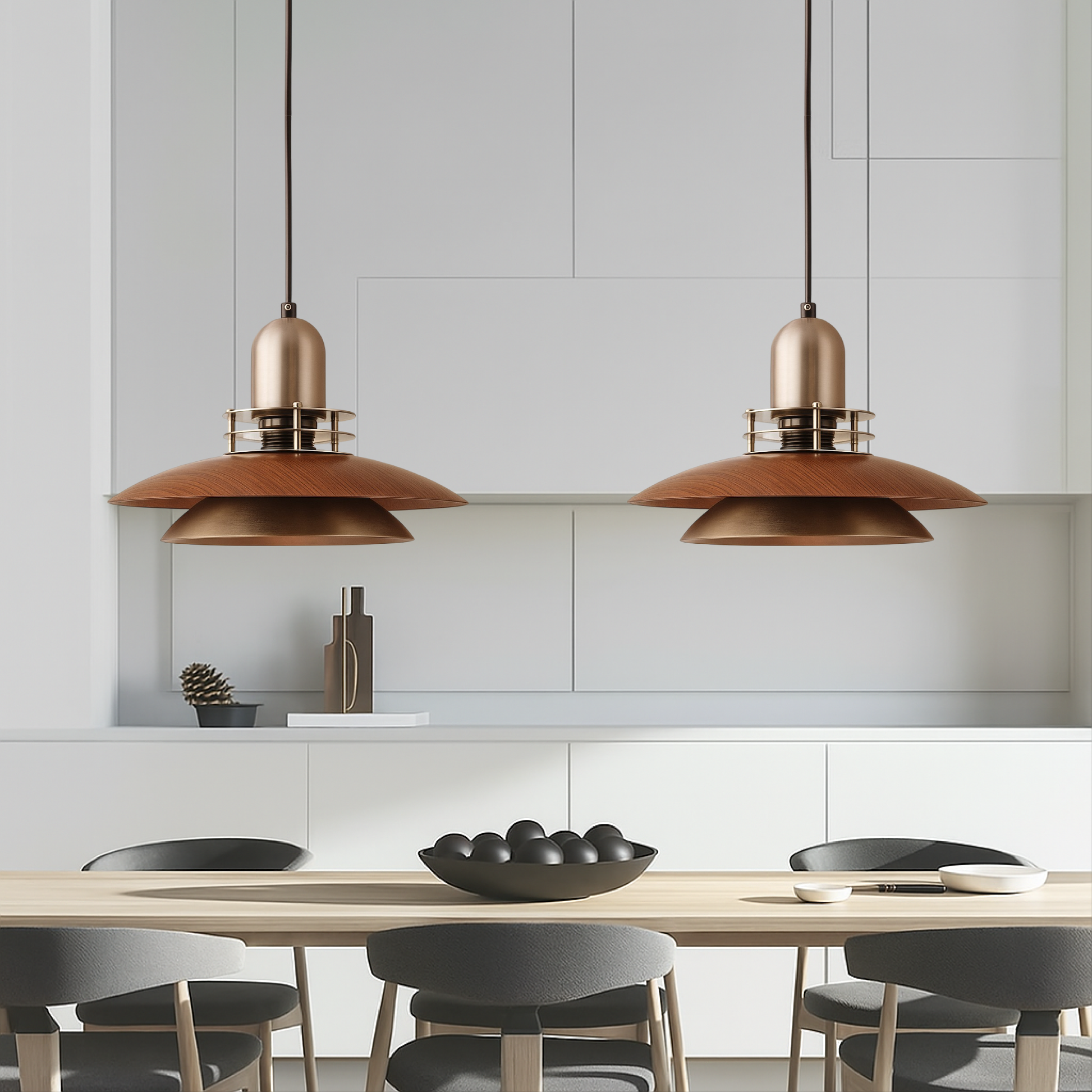 Walnut Wood Low Pendant Lamp 2