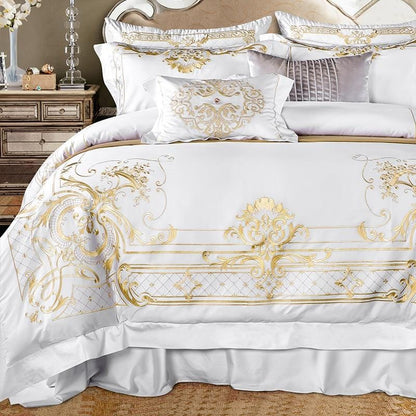 GoldenWood - Elegant White and Gold Bedding