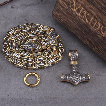 WolfSpirit | Rugged Durable Stainless Steel Double Wolf Head Necklace 2