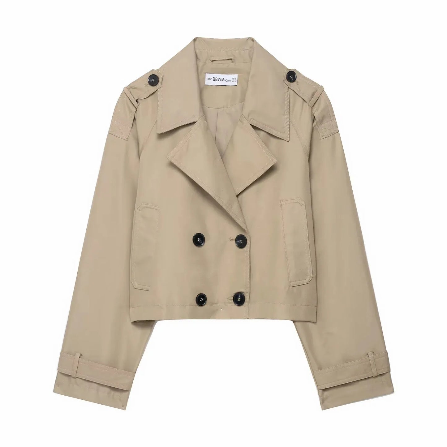 Women's Double Breasted Trench Coat with Pockets – Stylish Autumn Winter Office Jacket 7