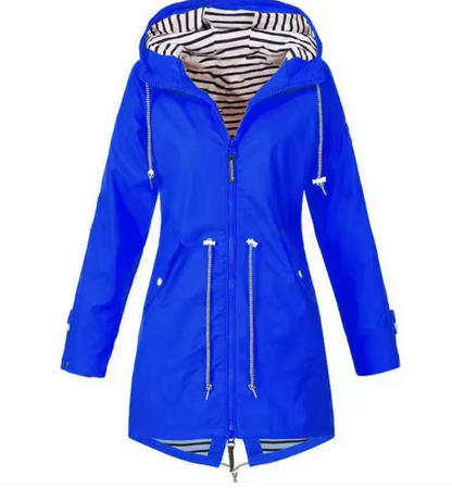 Women's Mid-Length Hooded Jacket with Adjustable Waist – Breathable Lightweight Outerwear 1