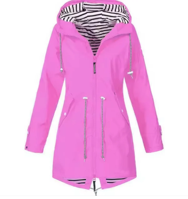 Women's Mid-Length Hooded Jacket with Adjustable Waist – Breathable Lightweight Outerwear 2