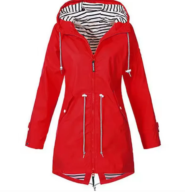 Women's Mid-Length Hooded Jacket with Adjustable Waist – Breathable Lightweight Outerwear 3
