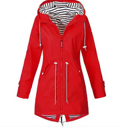 Women's Mid-Length Hooded Jacket with Adjustable Waist – Breathable Lightweight Outerwear 3