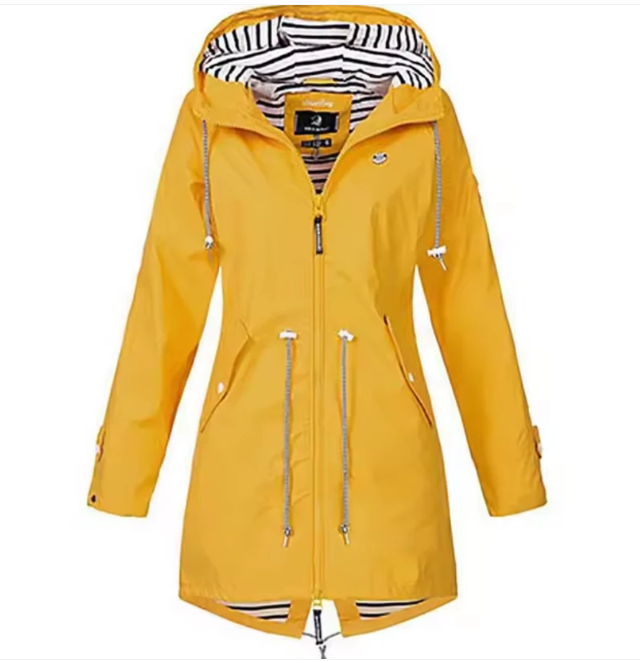 Women's Mid-Length Hooded Jacket with Adjustable Waist – Breathable Lightweight Outerwear 4