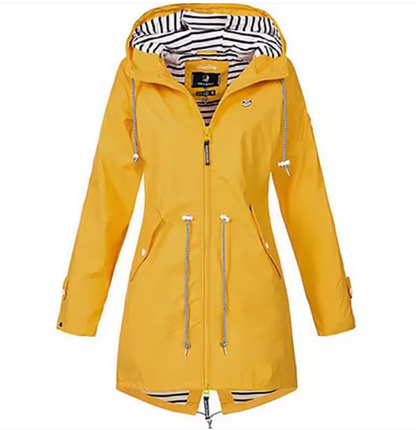 Women's Mid-Length Hooded Jacket with Adjustable Waist – Breathable Lightweight Outerwear 4