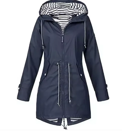 Women's Mid-Length Hooded Jacket with Adjustable Waist – Breathable Lightweight Outerwear 5