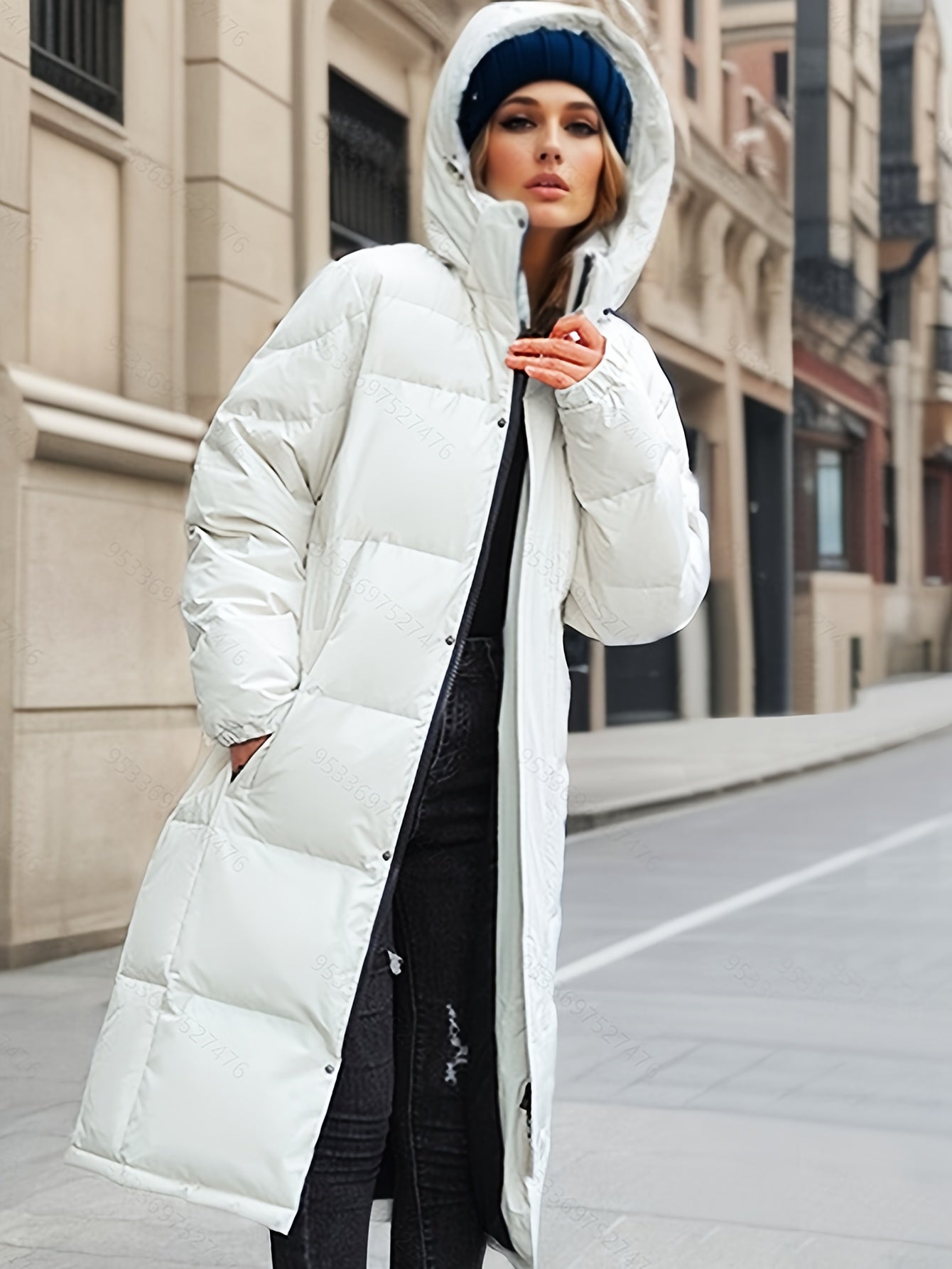 Women's Oversized Hooded Down Coat - Quilted Full-Length Insulated Winter Coat for Cold Weather 1