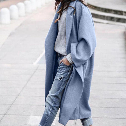 Women's Oversized Wool Coat – Casual Open Front Winter Coat for Autumn and Winter Wear 1