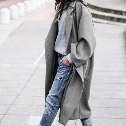 Women's Oversized Wool Coat – Casual Open Front Winter Coat for Autumn and Winter Wear 2