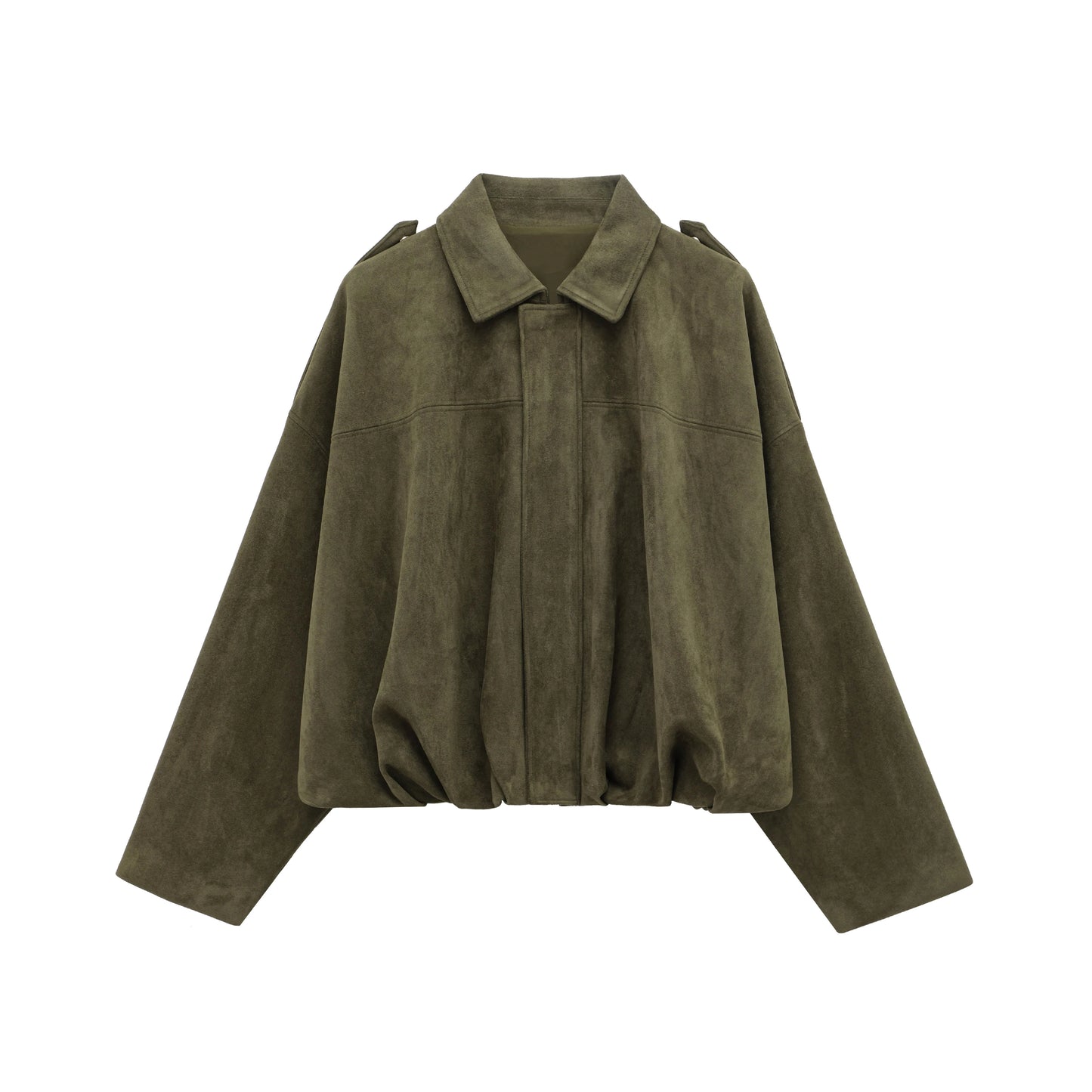 Women's Suede Bomber Jacket in Brown and Green – Casual Vintage Motorcycle Coat with Zipper Closure 11
