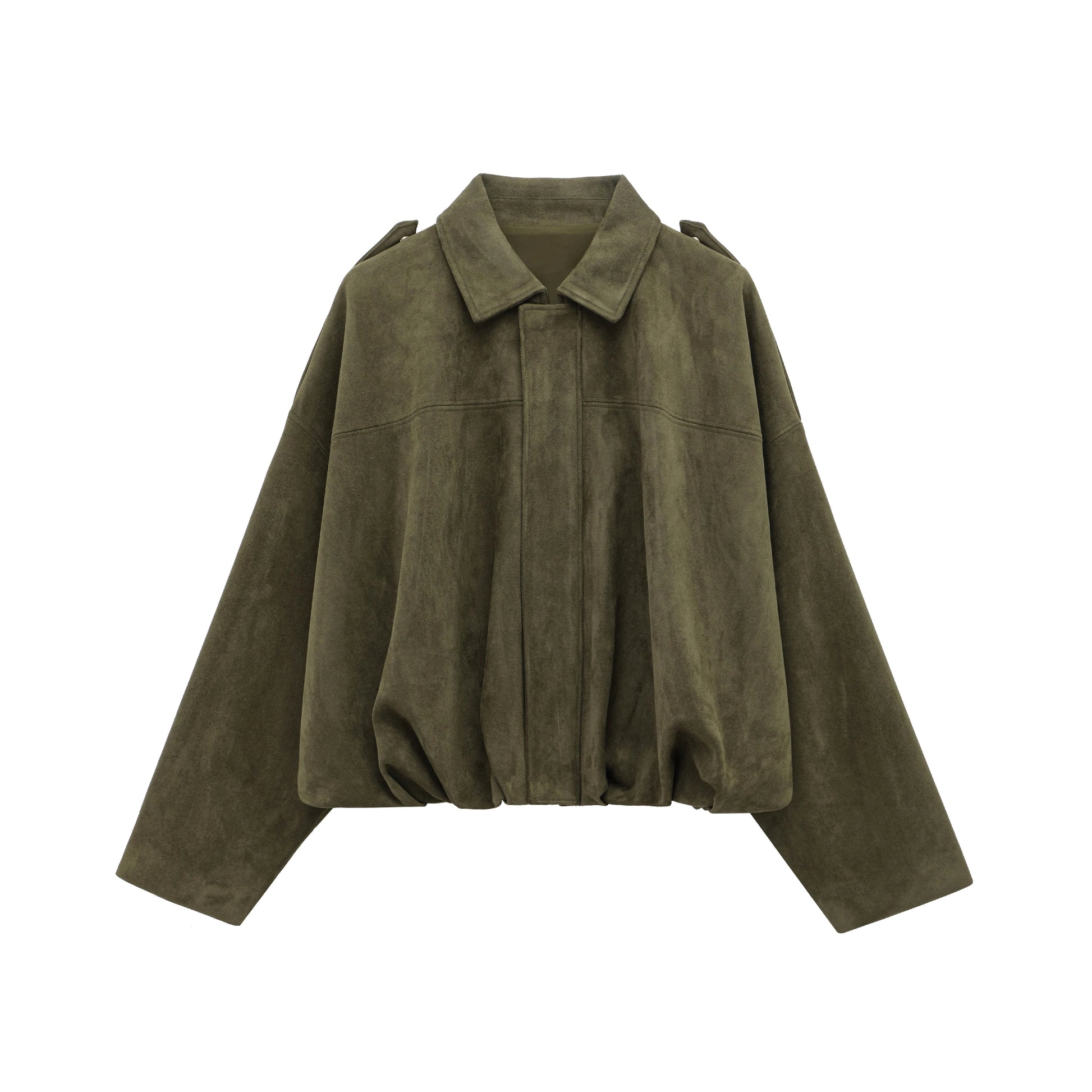 Women's Suede Bomber Jacket in Brown and Green – Casual Vintage Motorcycle Coat with Zipper Closure 11