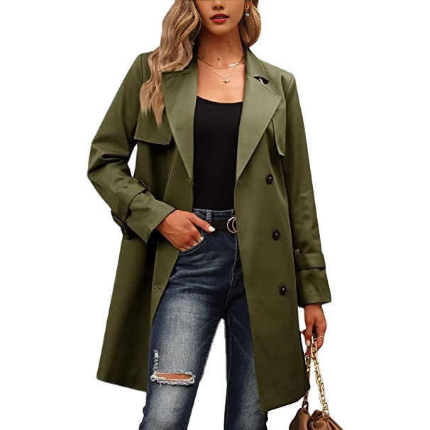 Women's Tailored Wool Coat – Double-Breasted Long Winter Coat for Formal Occasions 0