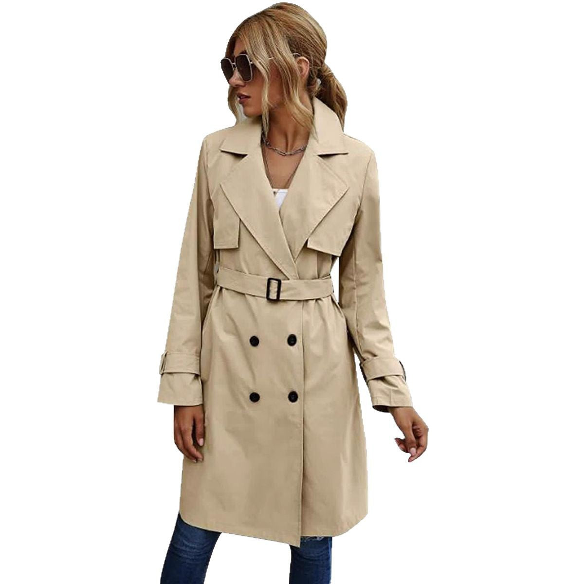 Women's Tailored Wool Coat – Double-Breasted Long Winter Coat for Formal Occasions 3