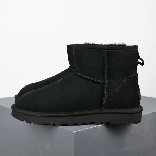 Women's Ultra Mini Platform Boots – Stylish Black Ankle Booties with Fur Lining for Winter 3