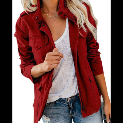 Women's Utility Jacket with Zip Button Closure and Four Pockets – Regular Fit Cotton Blend 6