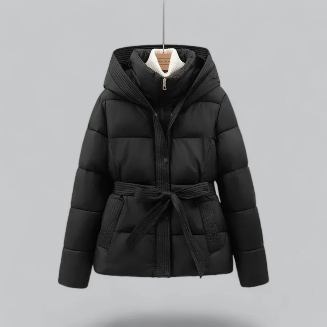 Women's Warm Belted Hooded Puffer Jacket | Winter 0