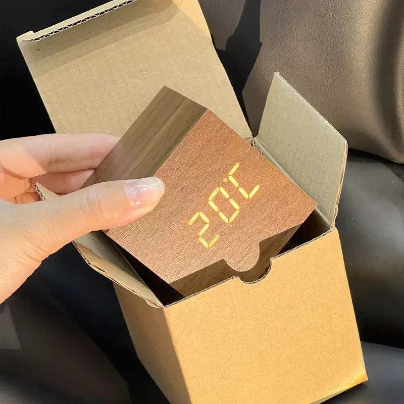 WoodAura | Modern Elegant Digital Alarm Clock with Temperature Display 1