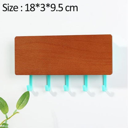 WoodenElegance | Stylish Modern Key Holder for Wall with Colorful Hooks 13