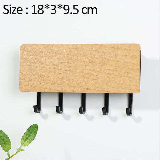 WoodenElegance | Stylish Modern Key Holder for Wall with Colorful Hooks 4