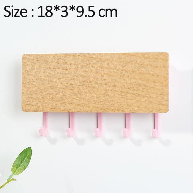 WoodenElegance | Stylish Modern Key Holder for Wall with Colorful Hooks 7