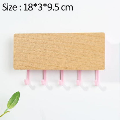WoodenElegance | Stylish Modern Key Holder for Wall with Colorful Hooks 7