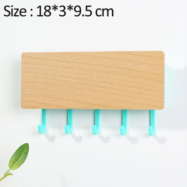 WoodenElegance | Stylish Modern Key Holder for Wall with Colorful Hooks 8