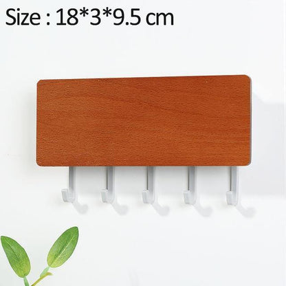 WoodenElegance | Stylish Modern Key Holder for Wall with Colorful Hooks 9