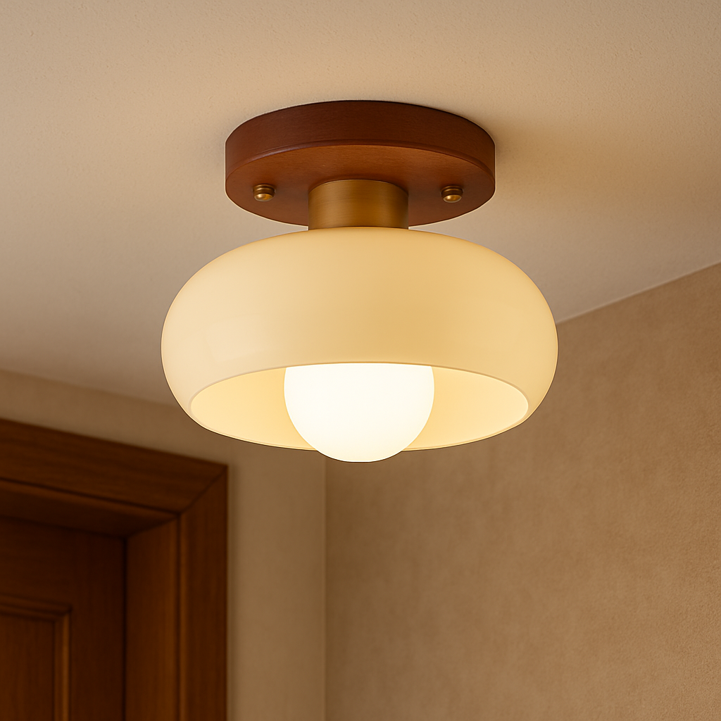 Wooden Cream Ceiling Lamp 0