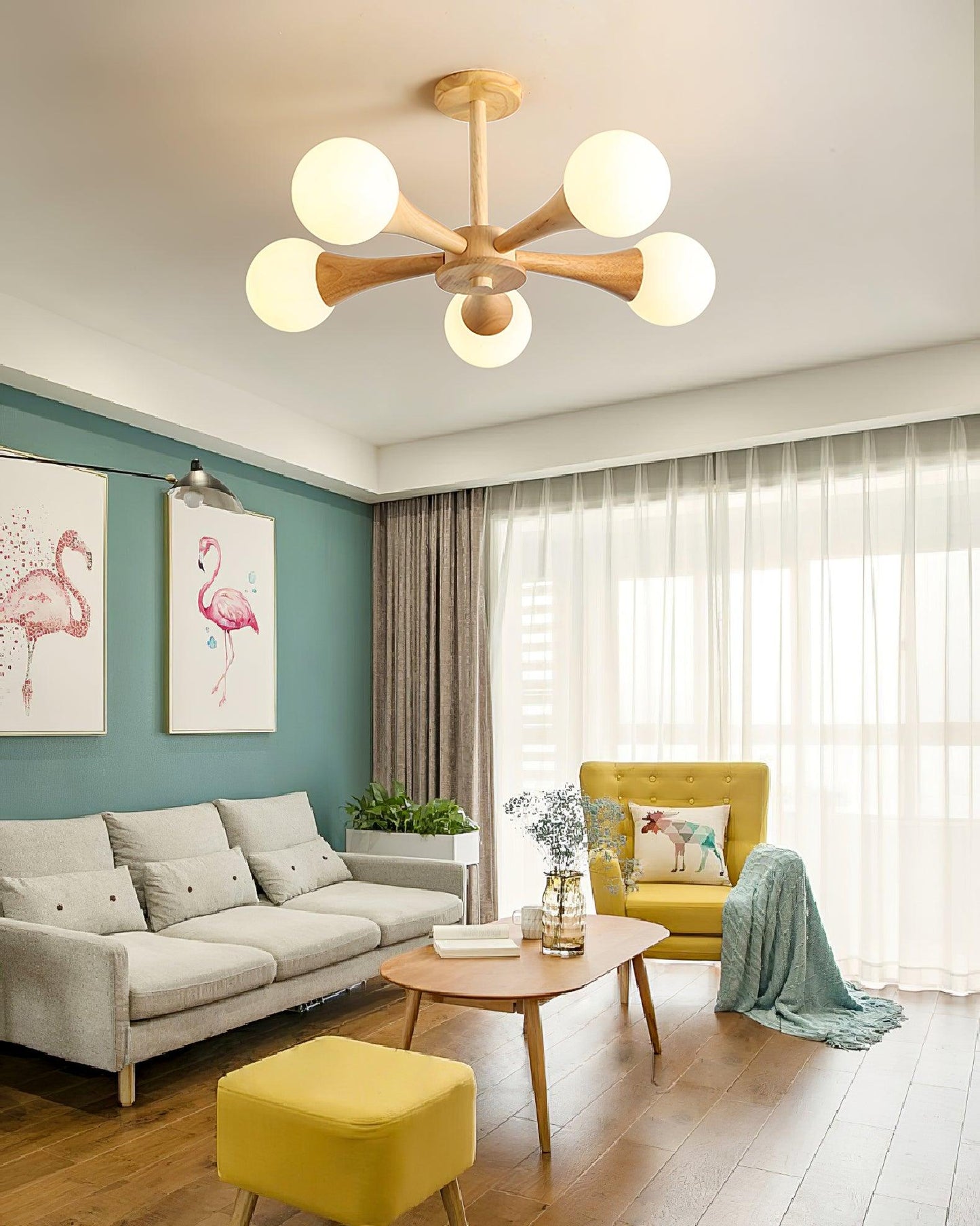 LunaBeam - Elegancka Drewniana Lampa Sufitowa