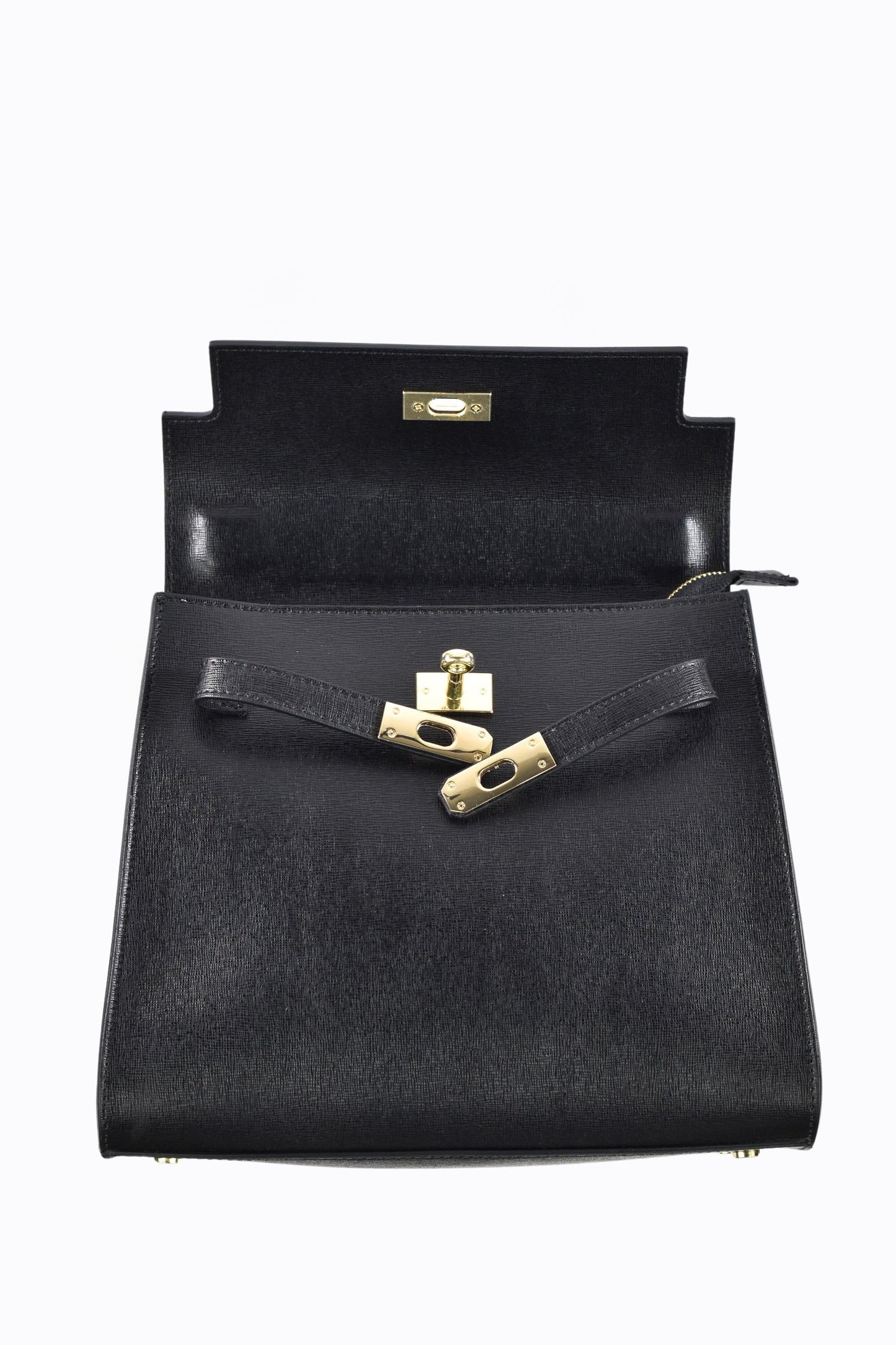 Zaira Bag in Genuine Black Saffiano Leather 4