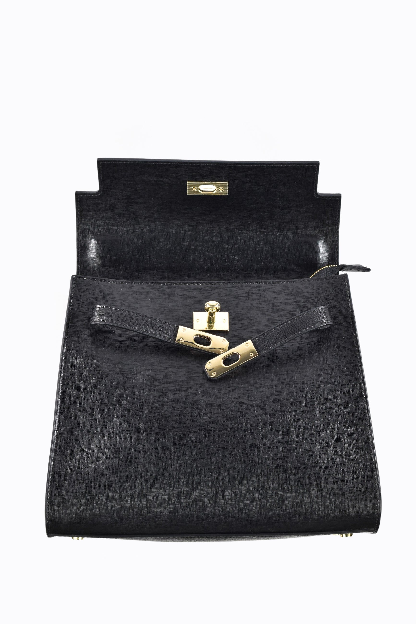 Zaira Bag in Genuine Black Saffiano Leather 4