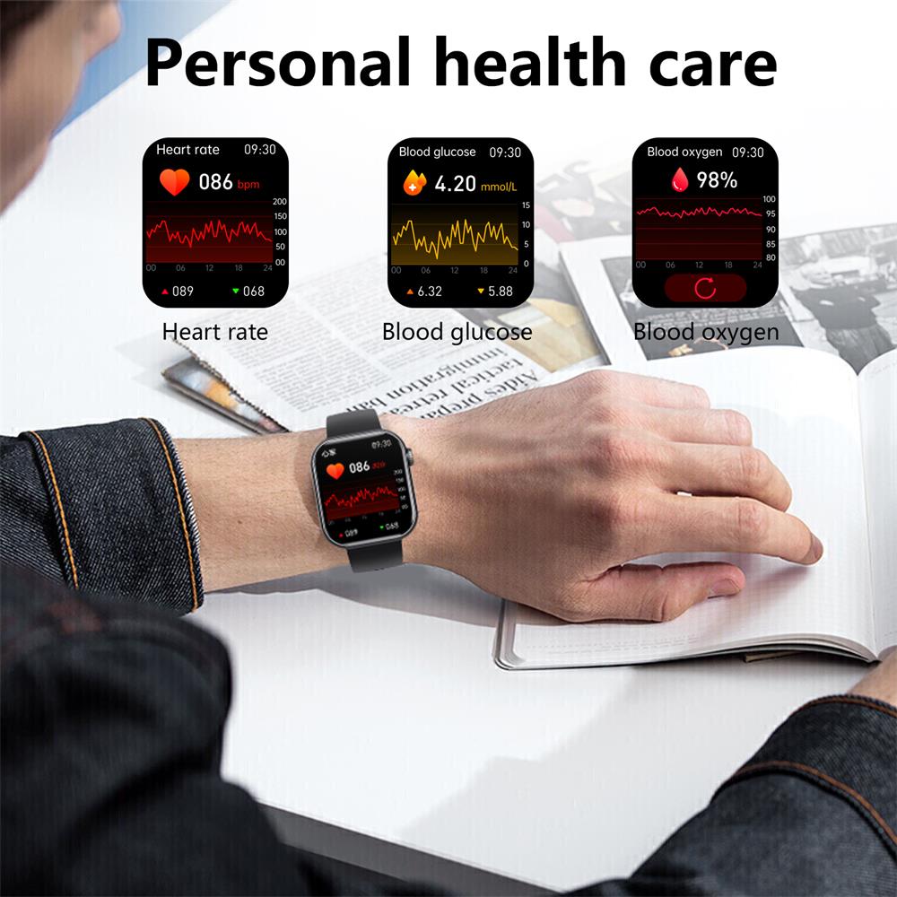 Zelara 2024 blood sugar Blood pressure heart frequency blood oxygen sleep monitoring waterproof smartwatch 2