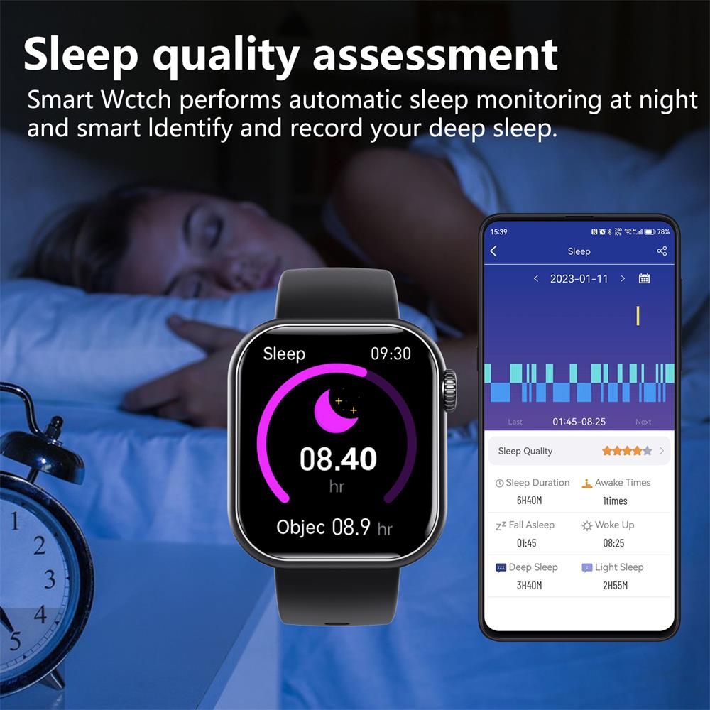Zelara 2024 blood sugar Blood pressure heart frequency blood oxygen sleep monitoring waterproof smartwatch 5