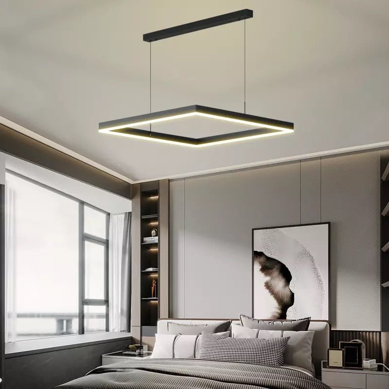 AuraGlow – Sleek LED Chandelier with Dimmable Feature