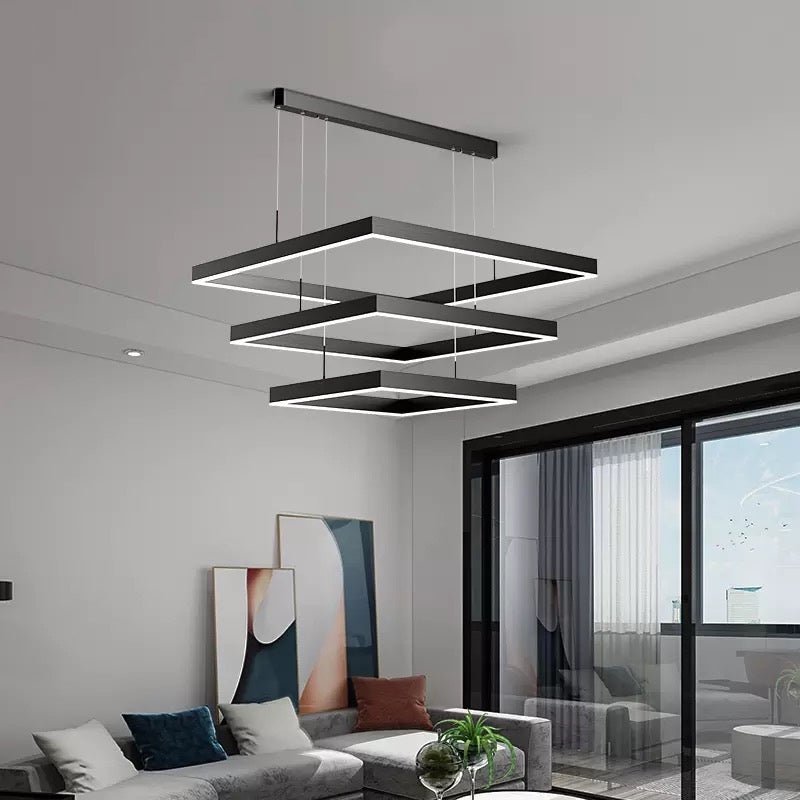 AuraGlow – Sleek LED Chandelier with Dimmable Feature