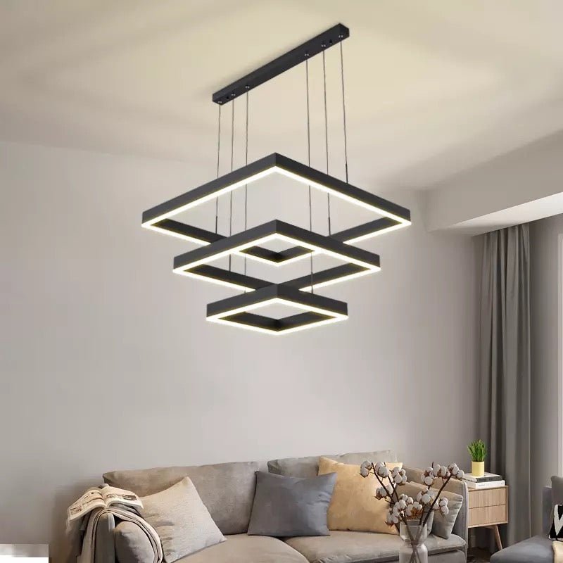 AuraGlow – Sleek LED Chandelier with Dimmable Feature