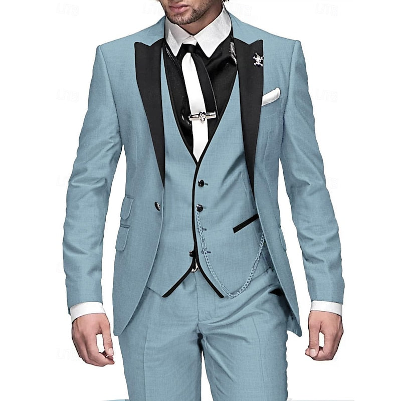 Variant image for Men's Three-Piece Linen Suit Grey Size M Elegant Blazer Vest Pants-49