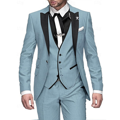 Variant image for Men's Three-Piece Linen Suit Grey Size M Elegant Blazer Vest Pants-53