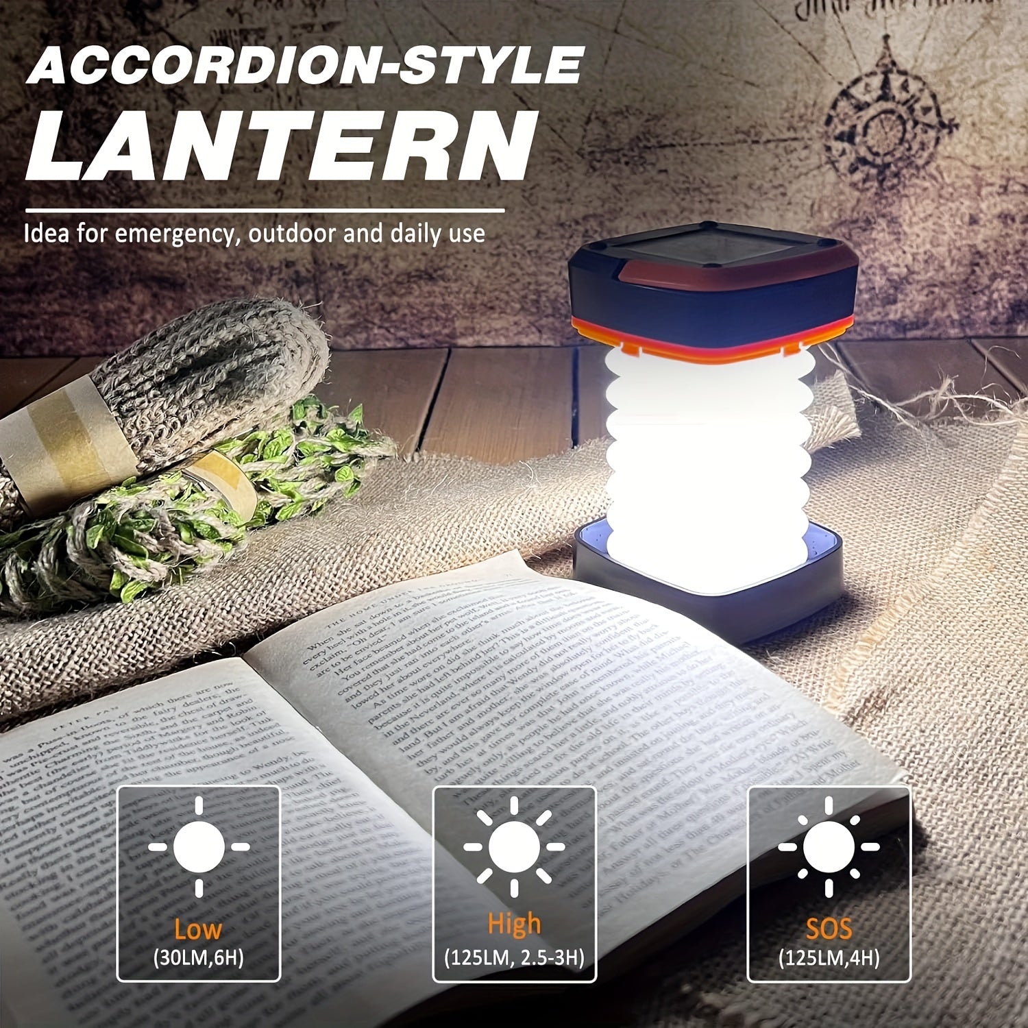 Rechargeable LED Camping Lantern - Compact Foldable Light for Outdoor Adventures and Emergencies-2
