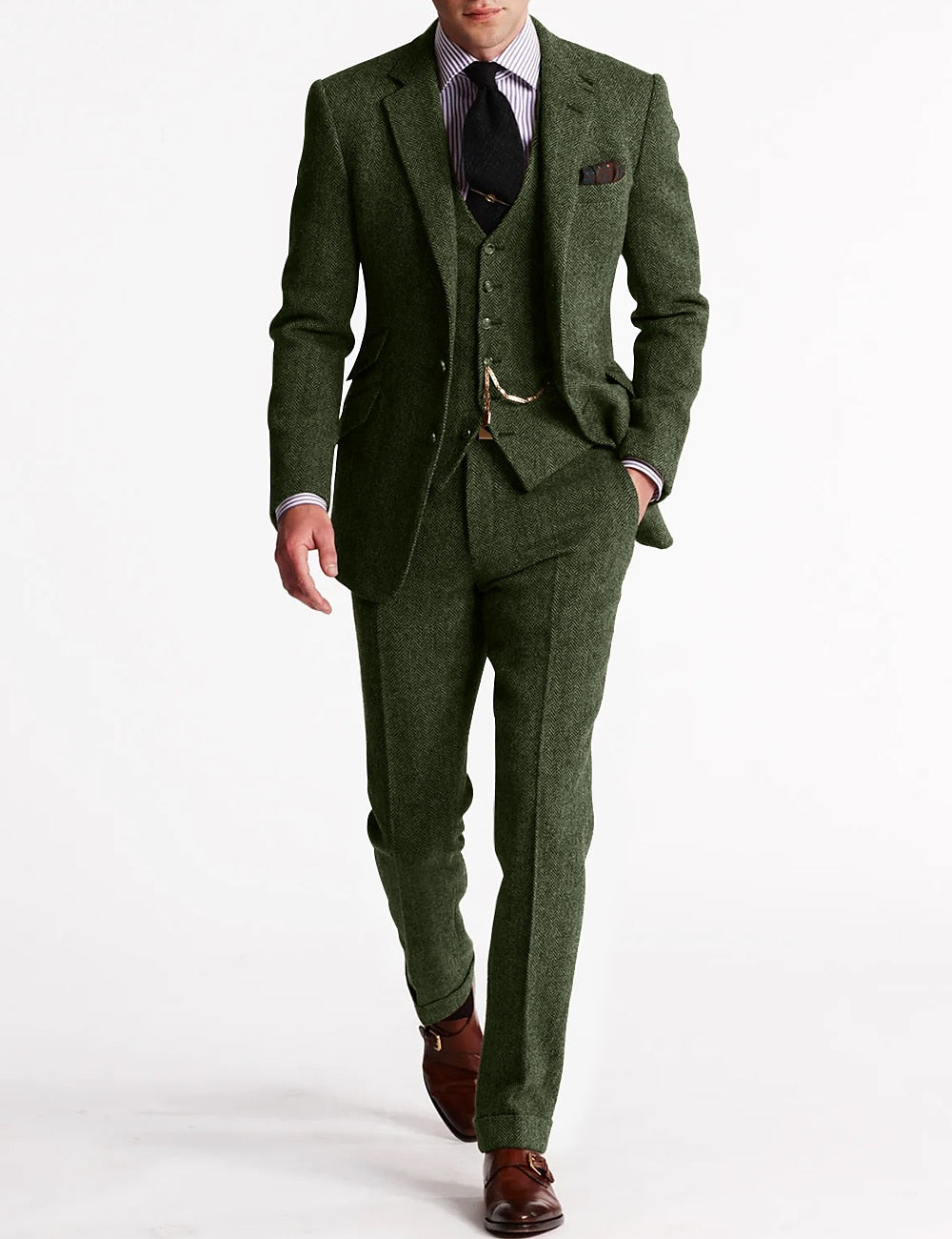 Odell - Men's Vintage Retro 3-Piece Suit for Weddings, Groomsmen, and Formal Events-2